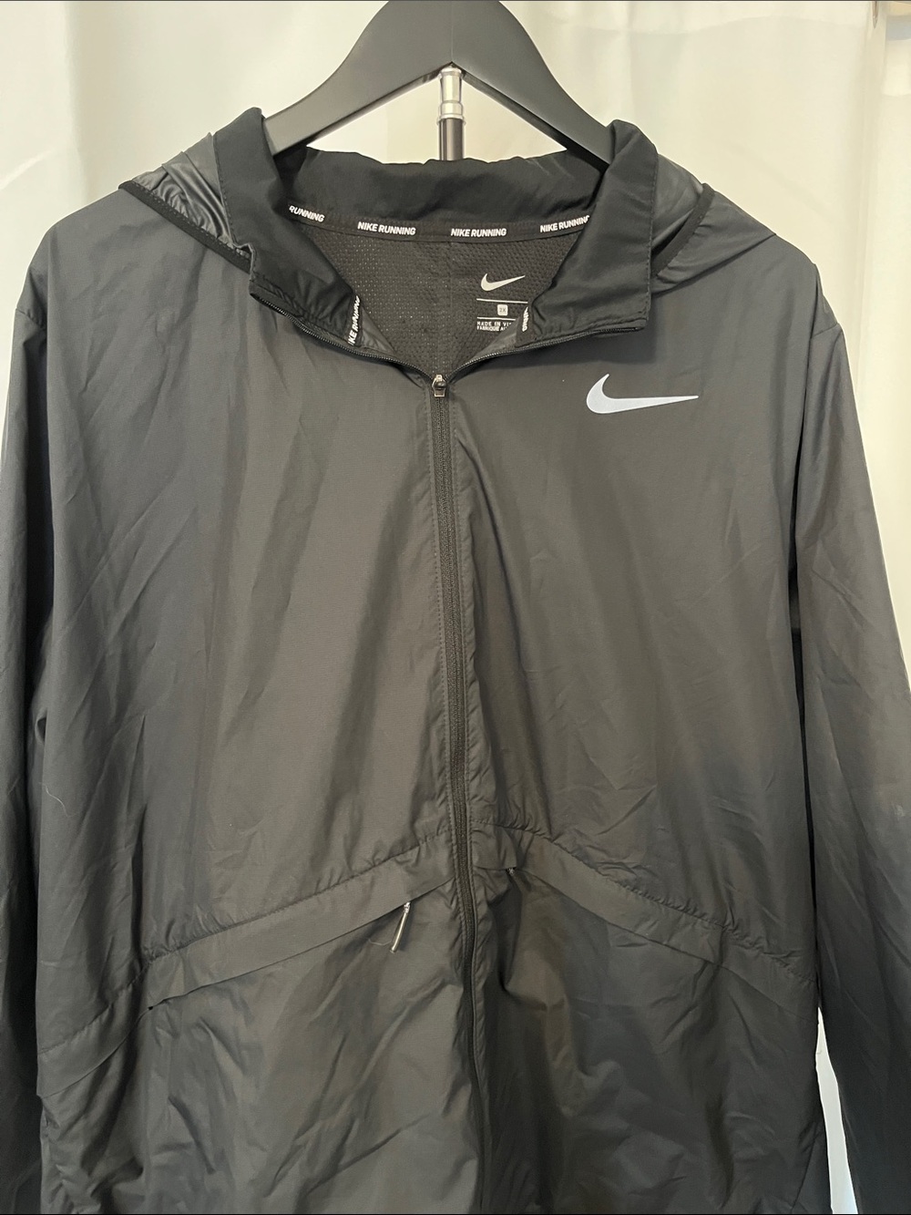 Nike Black Hooded Running Jacket with Reflective Swoosh